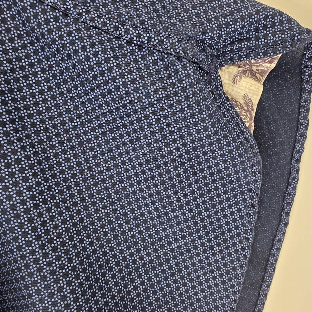Van Heusen Navy Blue Short Sleeve Shirt Size XL Slim Fit Palm Tree Collar E-1650 - Picture 6 of 10